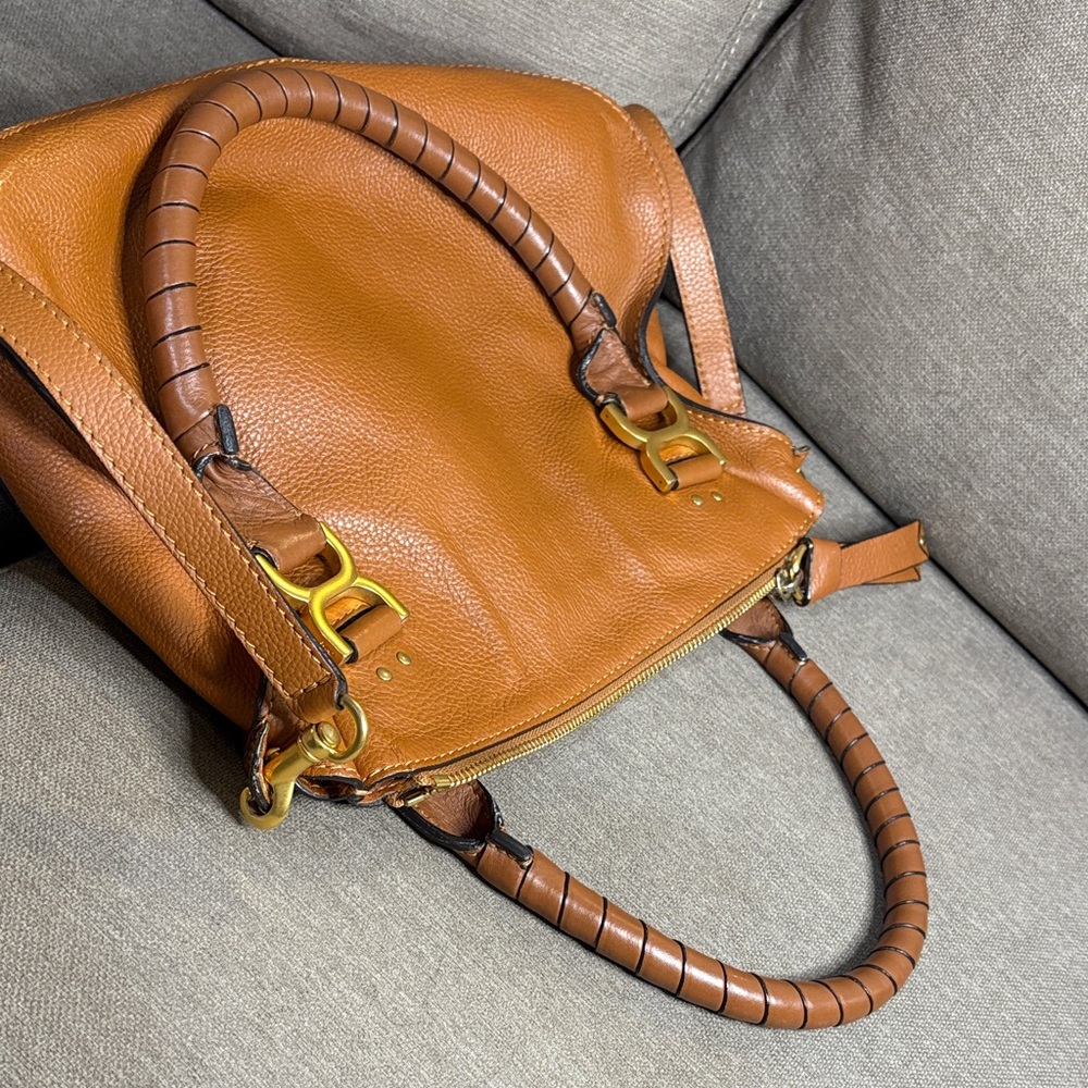 Chloe Marcie Medium Leather Satchel Crossbody Bag w/ Detachable Strap Authentic - Picture 9 of 10